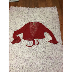 Faded Glory Red Lace Tie-Front Shrug Plus Size 18W/20W